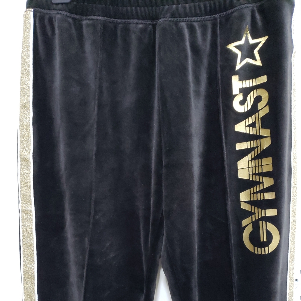 Justice gymnast 14 16 black gold velour